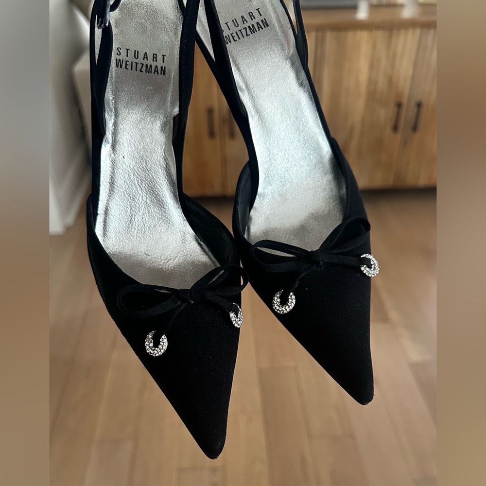 Stuart Weitzman fabric fancy sling back heels 5.5 - Picture 2 of 16